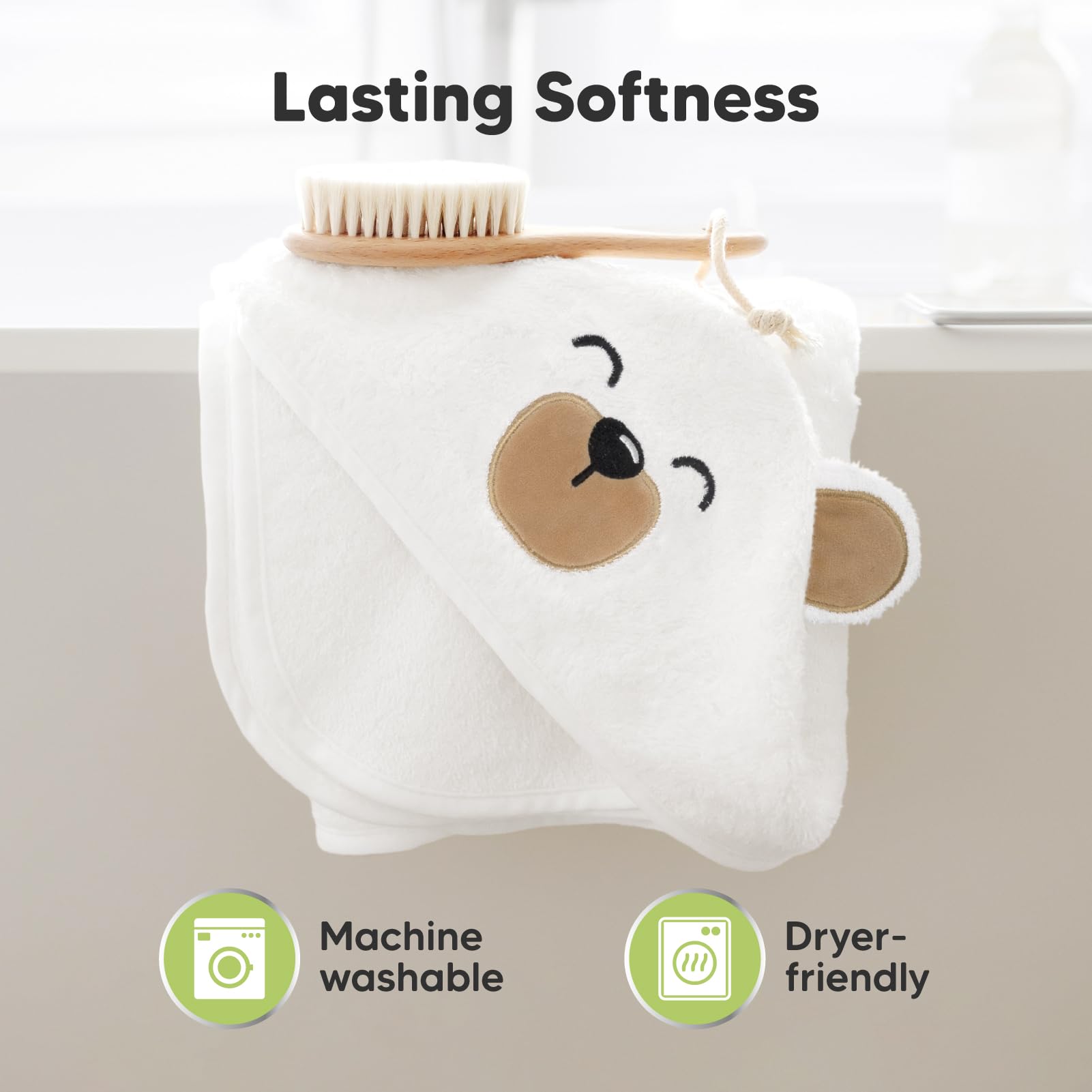 KeaBabies hooded towel is machine washable and dryer-friendly.
