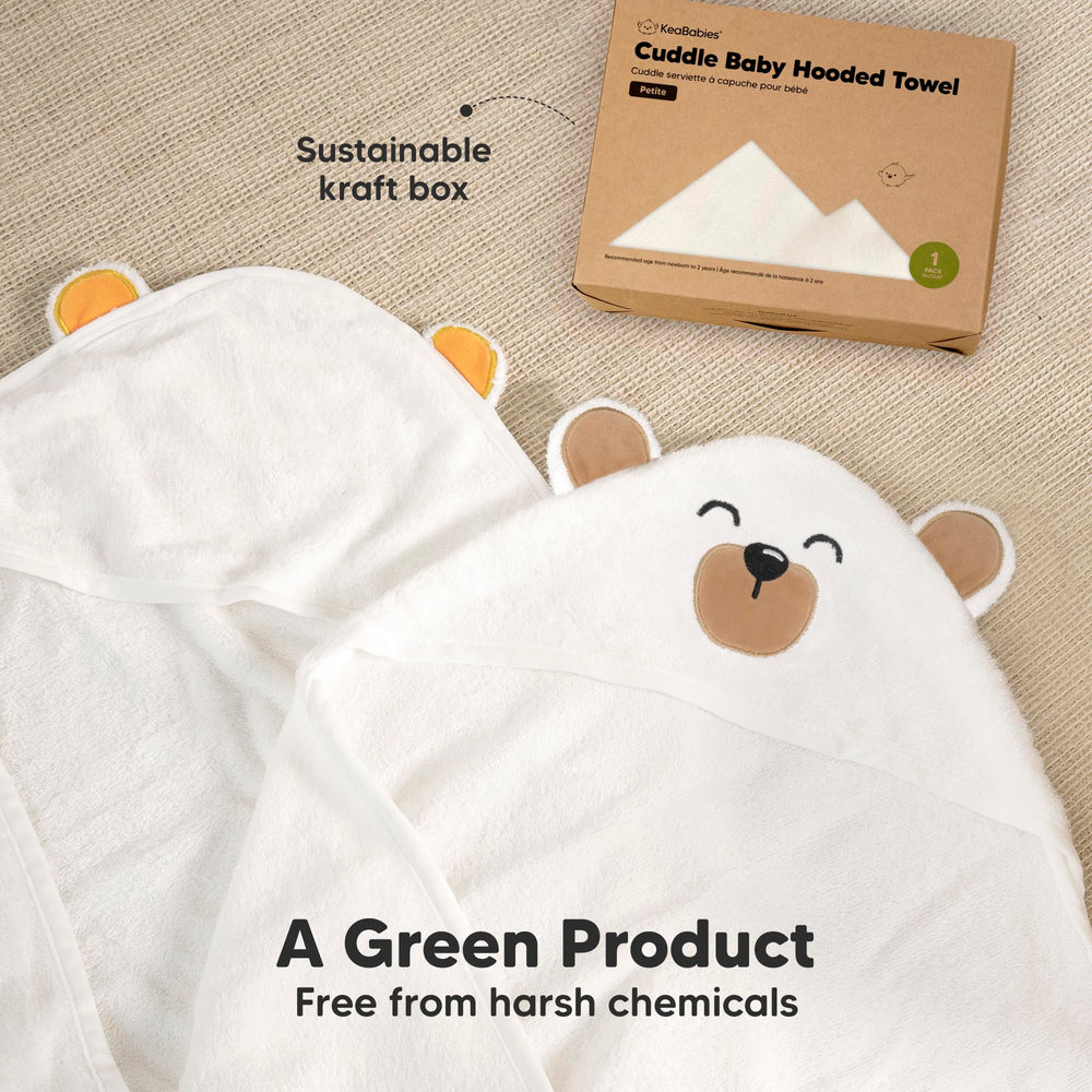 KeaBabies hooded towel newborn bamboo absorbency close-up highlights quick drying.
