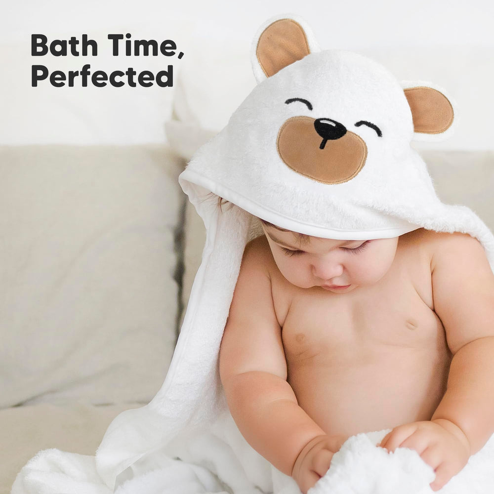 KeaBabies hooded towel newborn soft skin touch emphasizes gentle care.