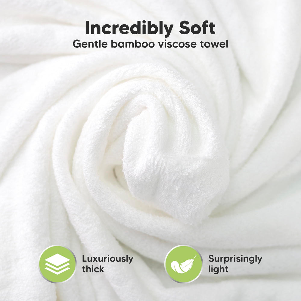 KeaBabies hooded towel newborn image shows large 35x35 size ideal as baby grows.