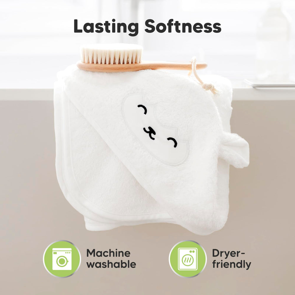 KeaBabies hooded towel newborn-to-toddler use demonstrates long-lasting bath companion.