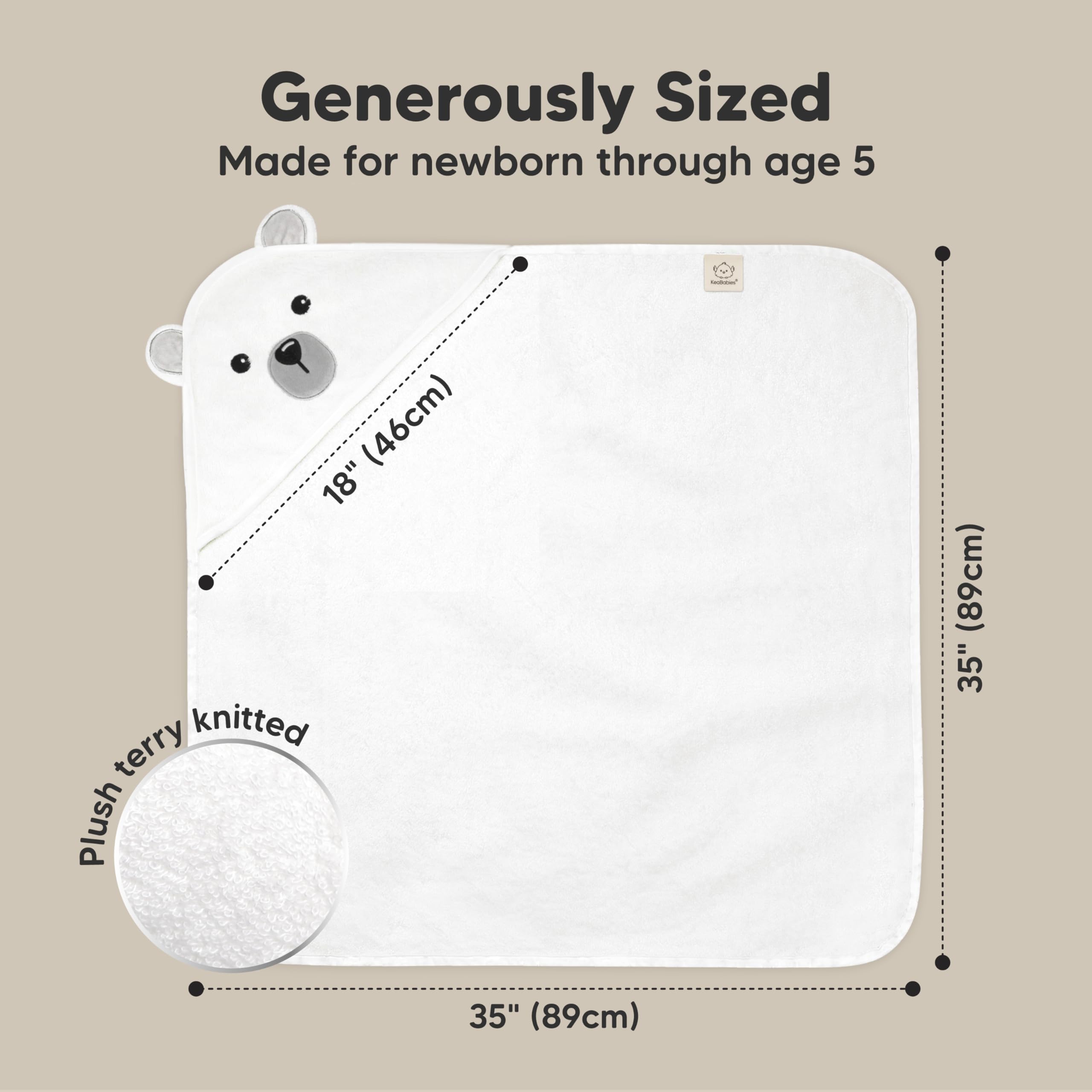 KeaBabies hooded towel newborn-use-after-bath demonstrates soft, quick-drying post-bath comfort.