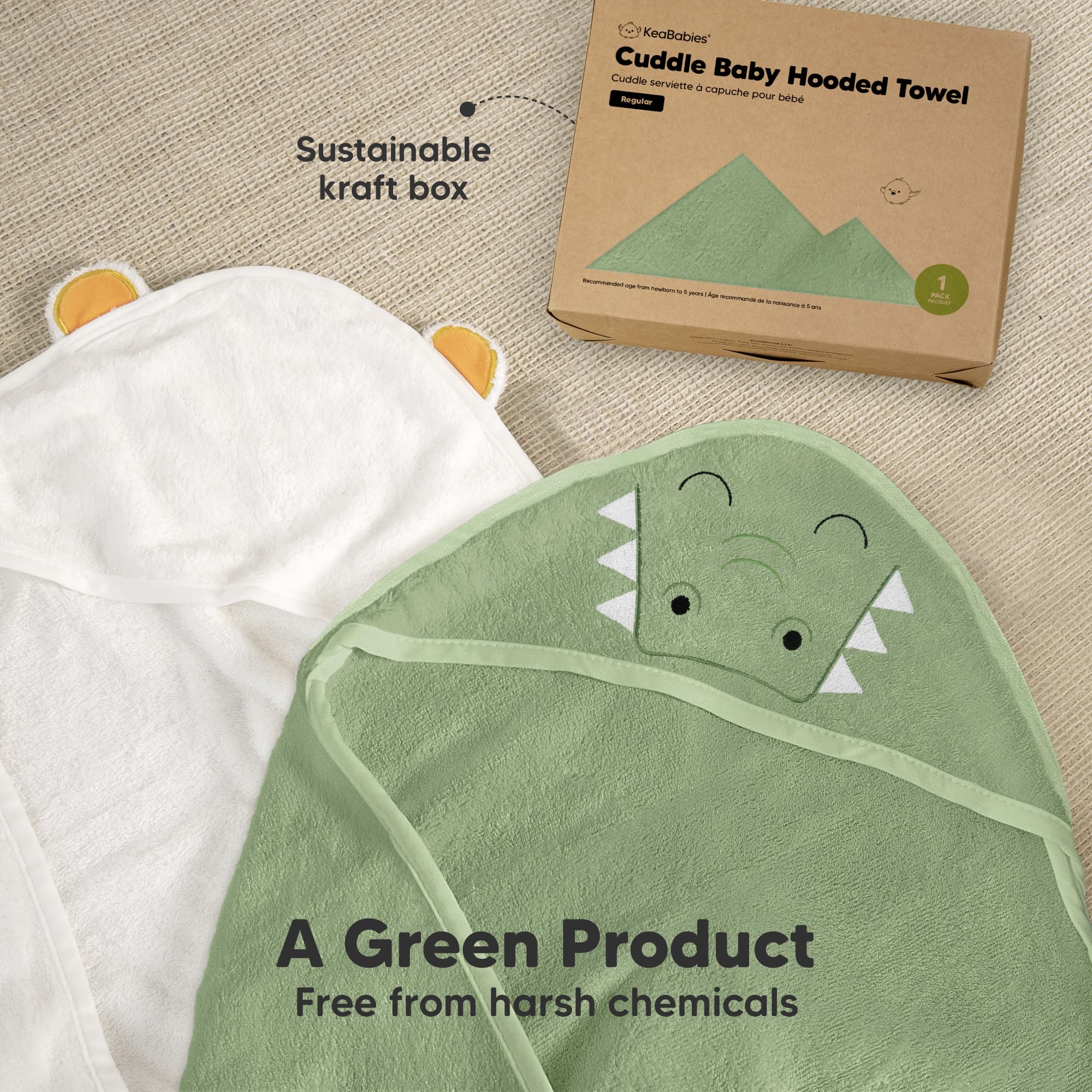 KeaBabies hooded towel suitable for sensitive skin babies and kids.
