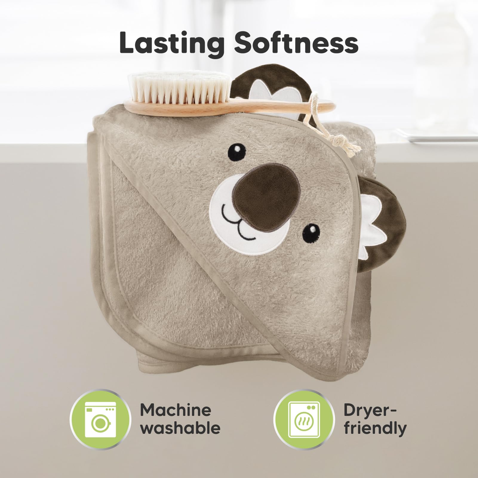 KeaBabies hooded towel is gentle on sensitive skin using natural materials.