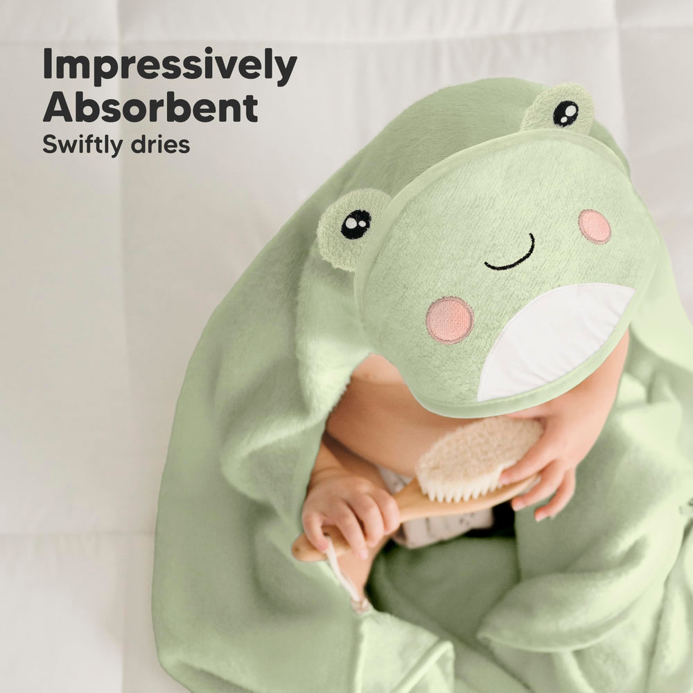 KeaBabies hooded towel 30x30 size supports newborn to toddler use.