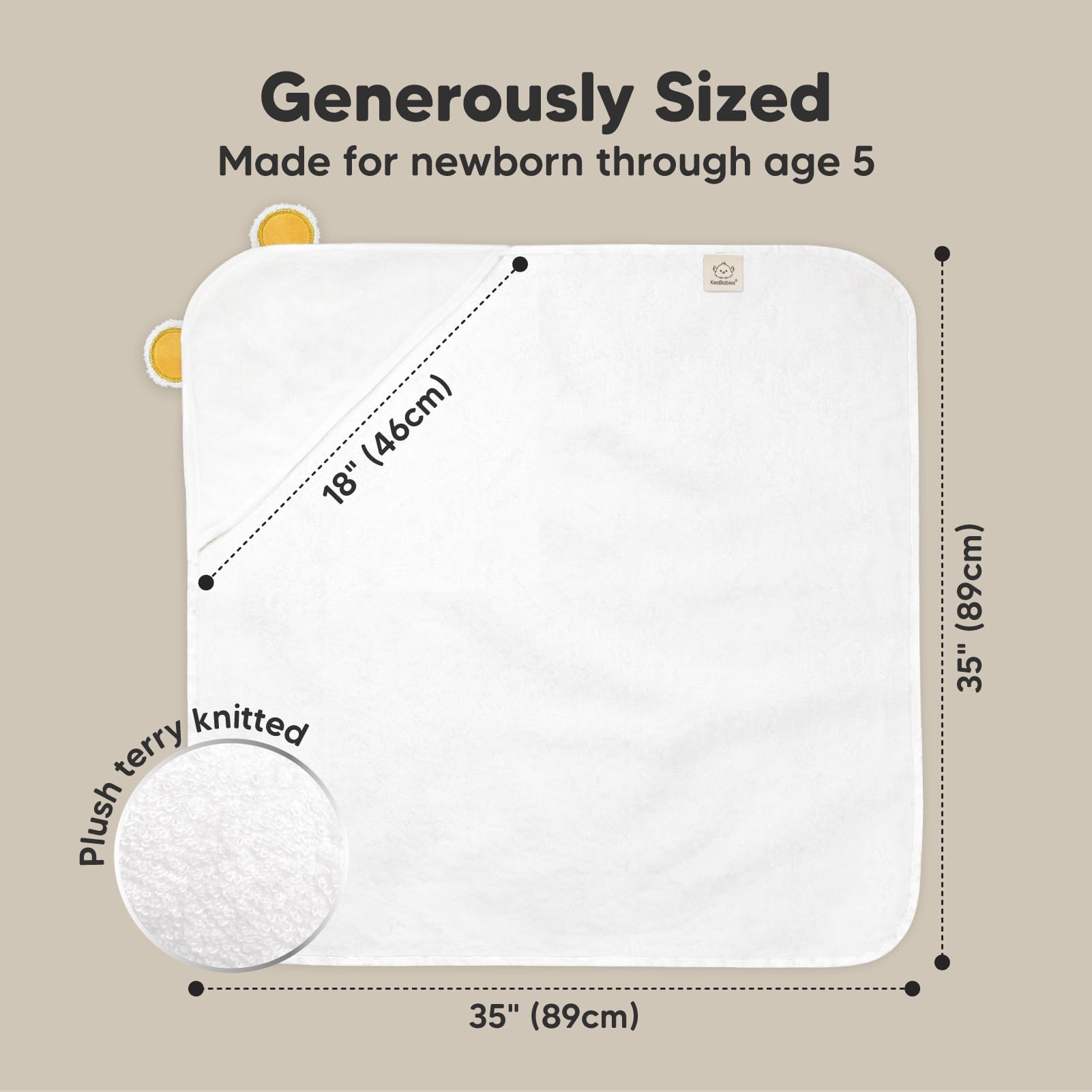 KeaBabies hooded towel soft texture closeup emphasizes skin friendly bamboo viscose