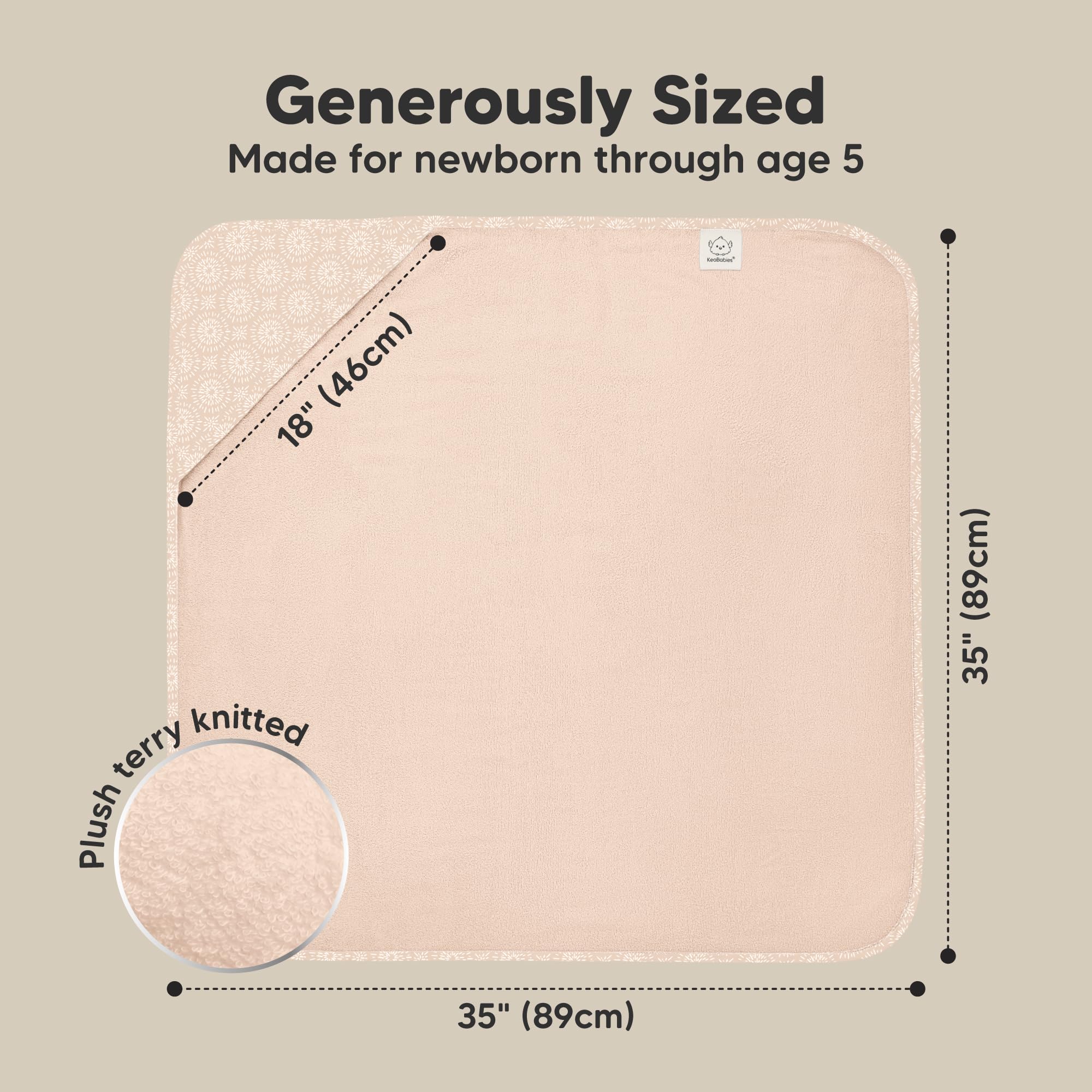 KeaBabies hooded towel soft texture closeup conveys ultra-soft touch.