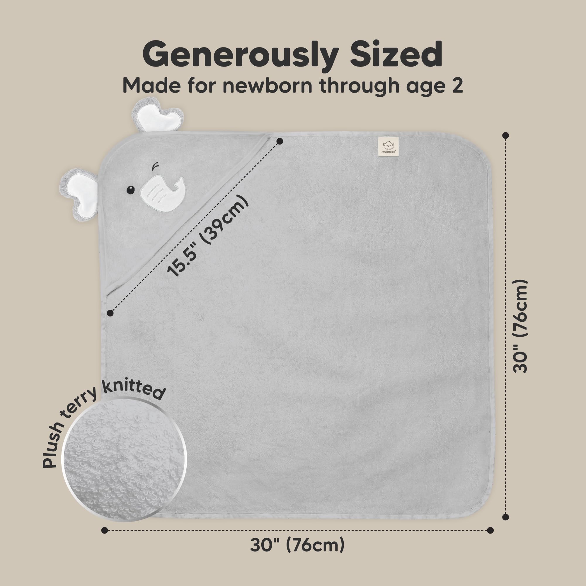 KeaBabies hooded towel soft touch protects sensitive skin during bath