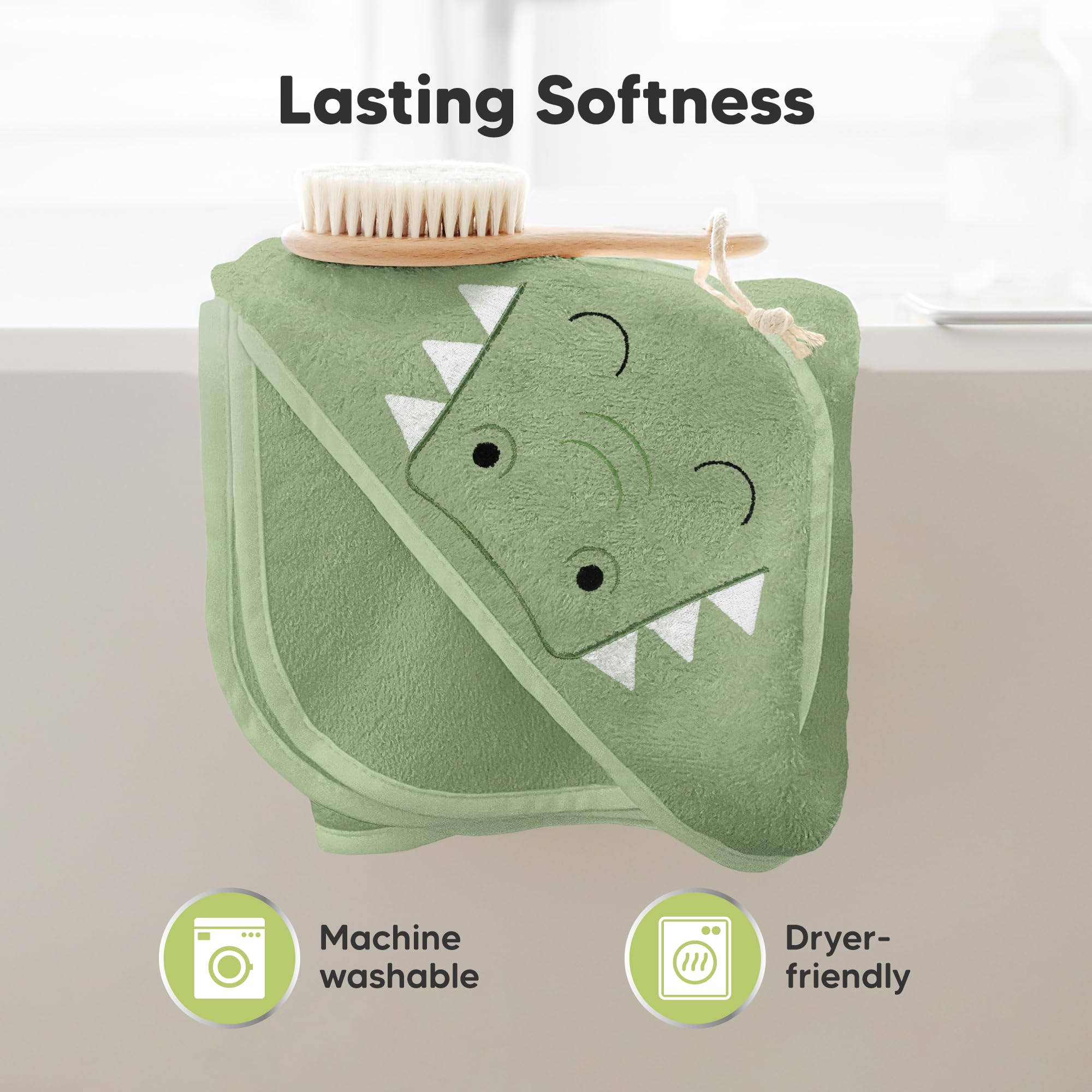 KeaBabies hooded towel ultra soft touch fabric feels gentle on skin.