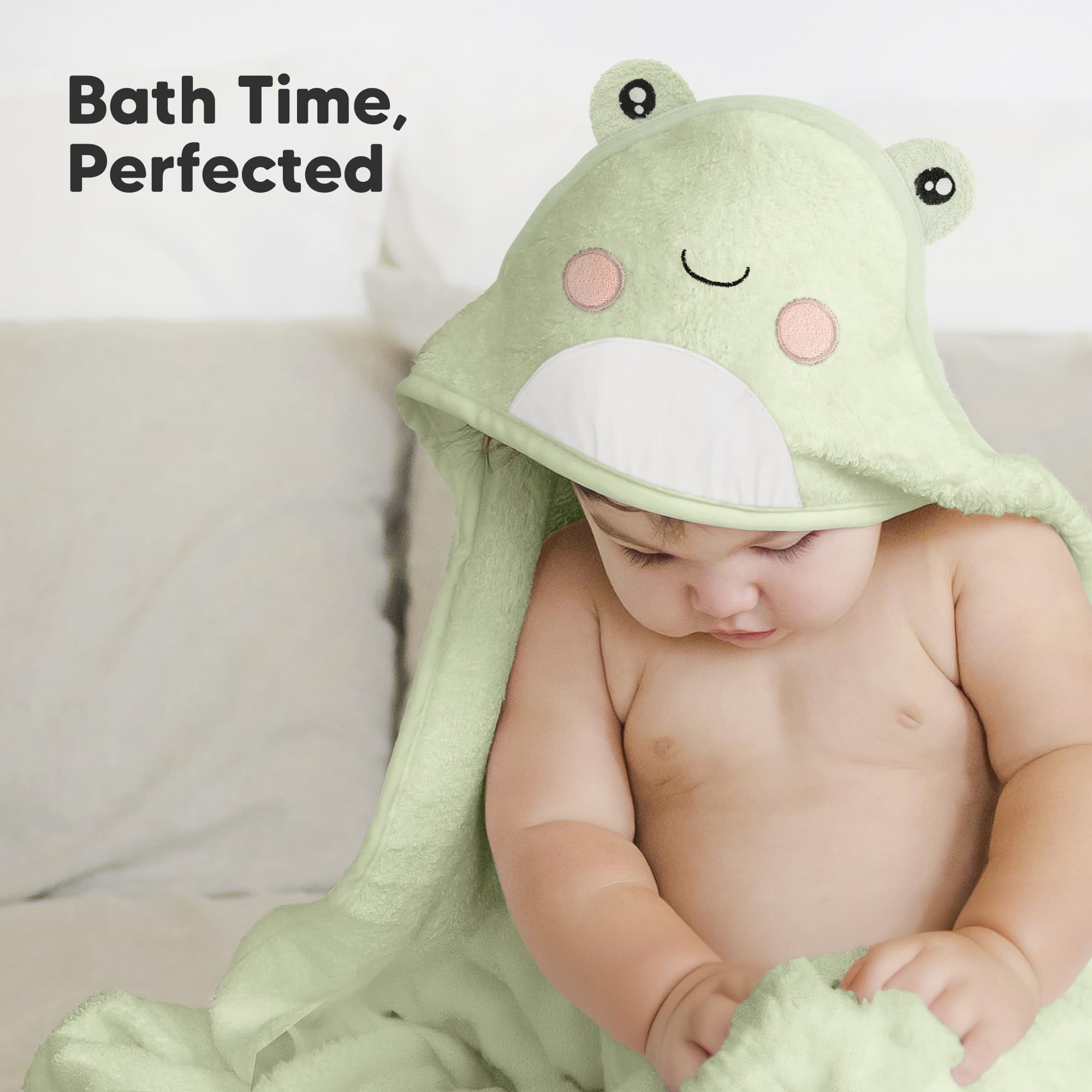 KeaBabies hooded towel stitching detail reveals durable edges.