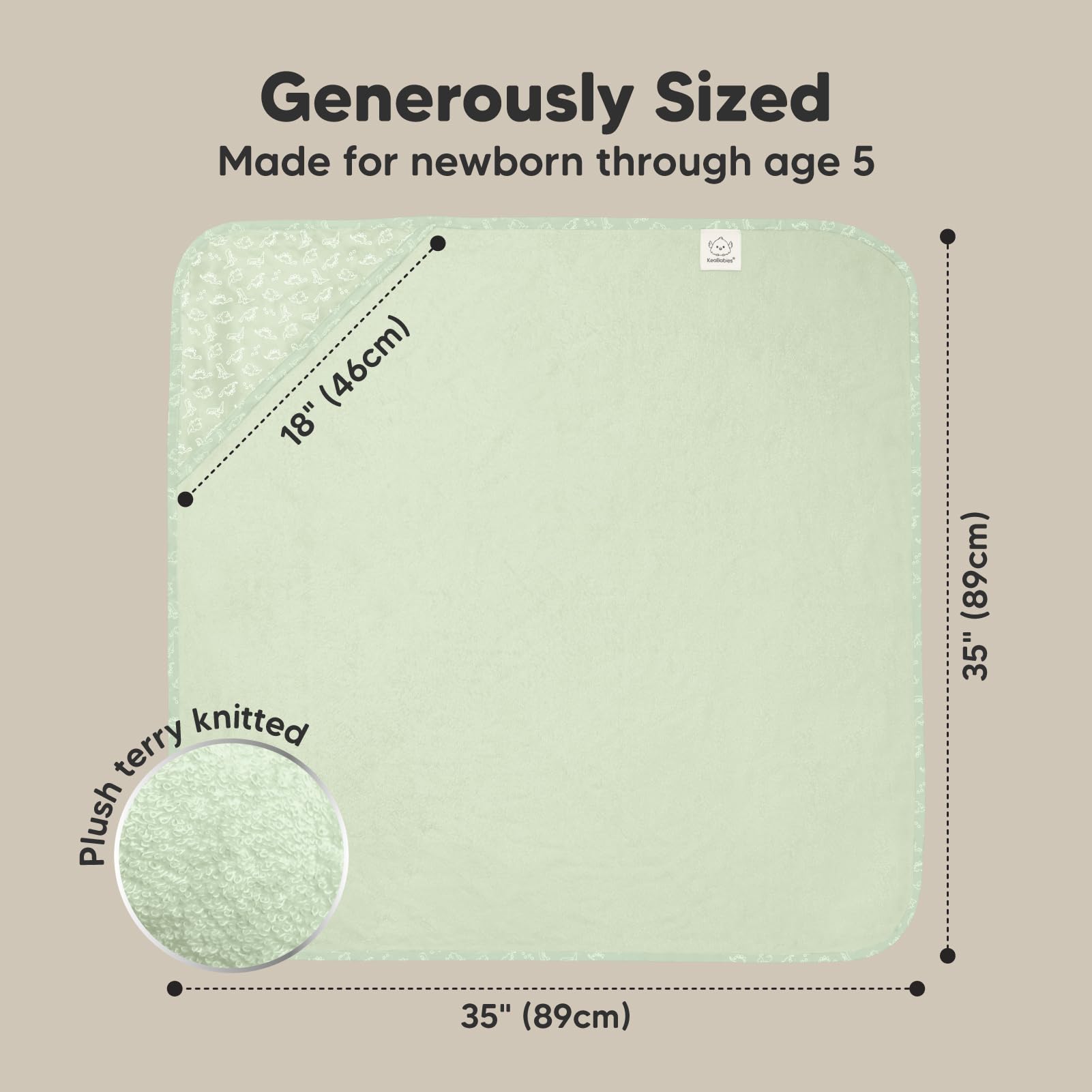 KeaBabies hooded towel, three-times absorbent versus cotton, quick dry after bath.