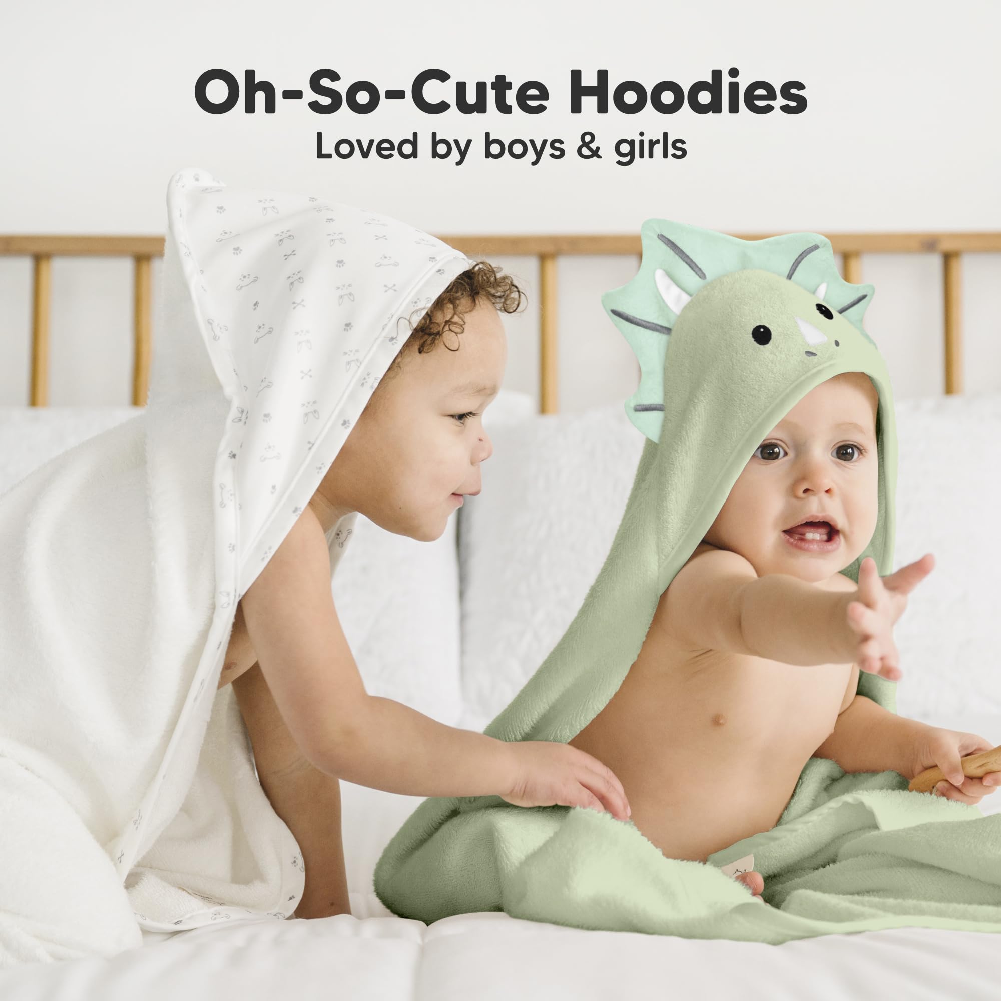 KeaBabies hooded towel grows with baby up to age 2.