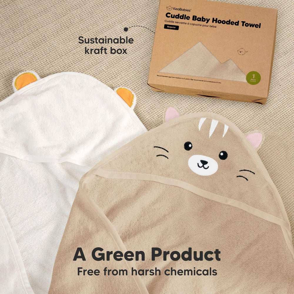 KeaBabies hooded towel toddler-use showing growth-ready design