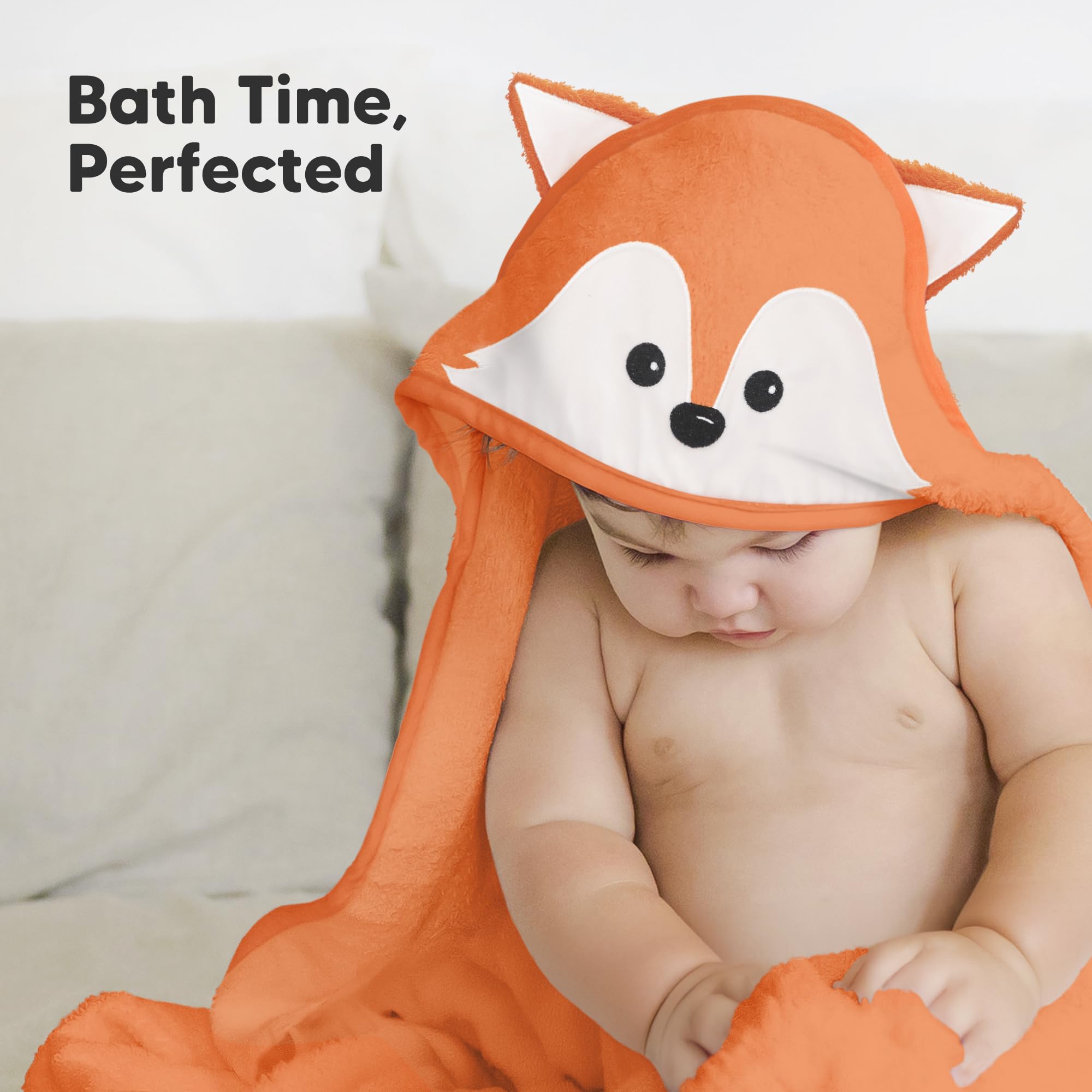 KeaBabies hooded towel travel-friendly and compact for on-the-go baths.