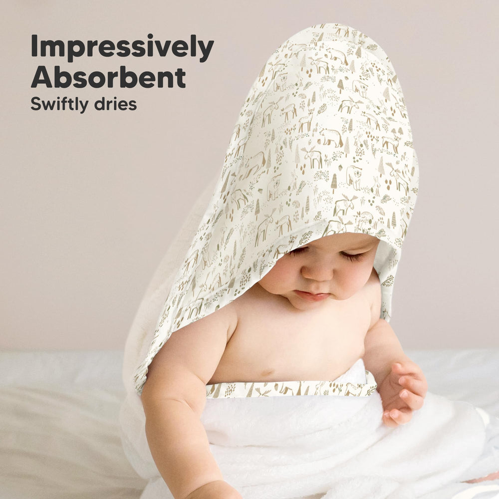 KeaBabies hooded towel Wildwood 500gsm close-up shows thick plush feel