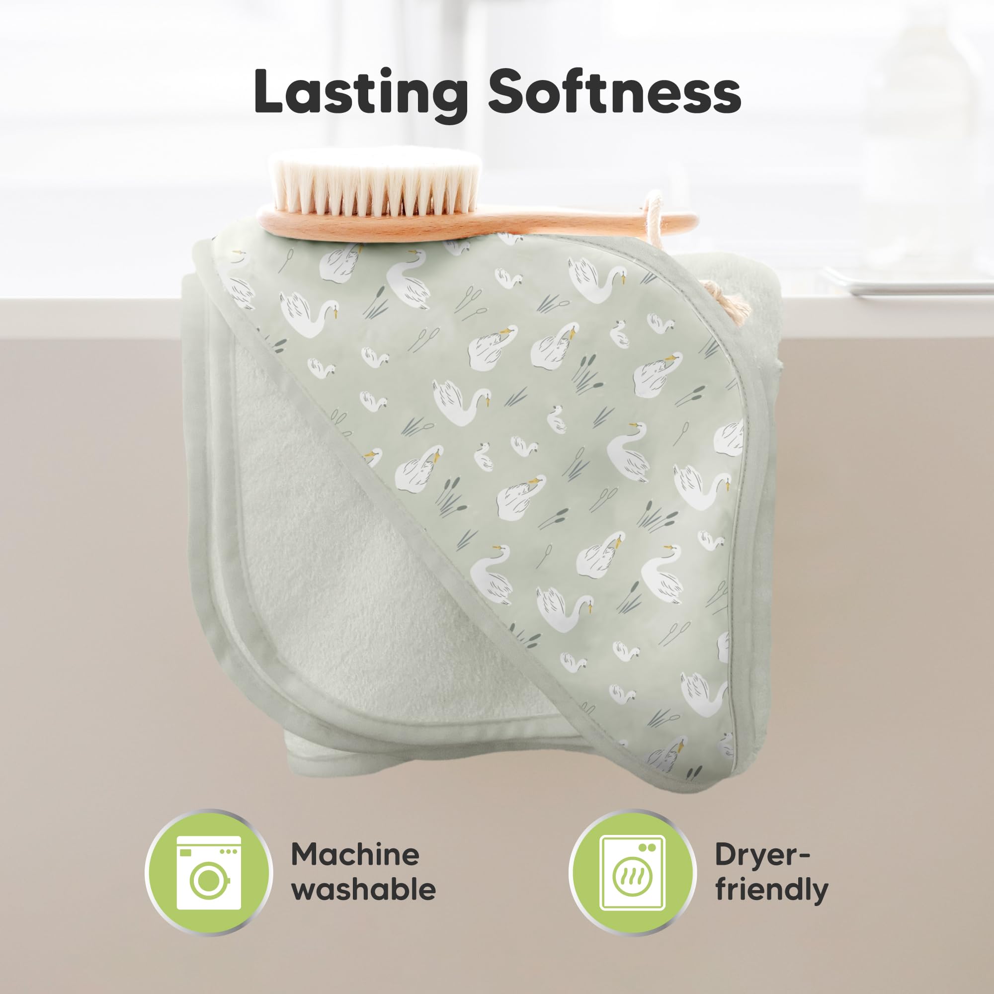 KeaBabies hooded towel Wildwood soft-touch surface suggests gentle care