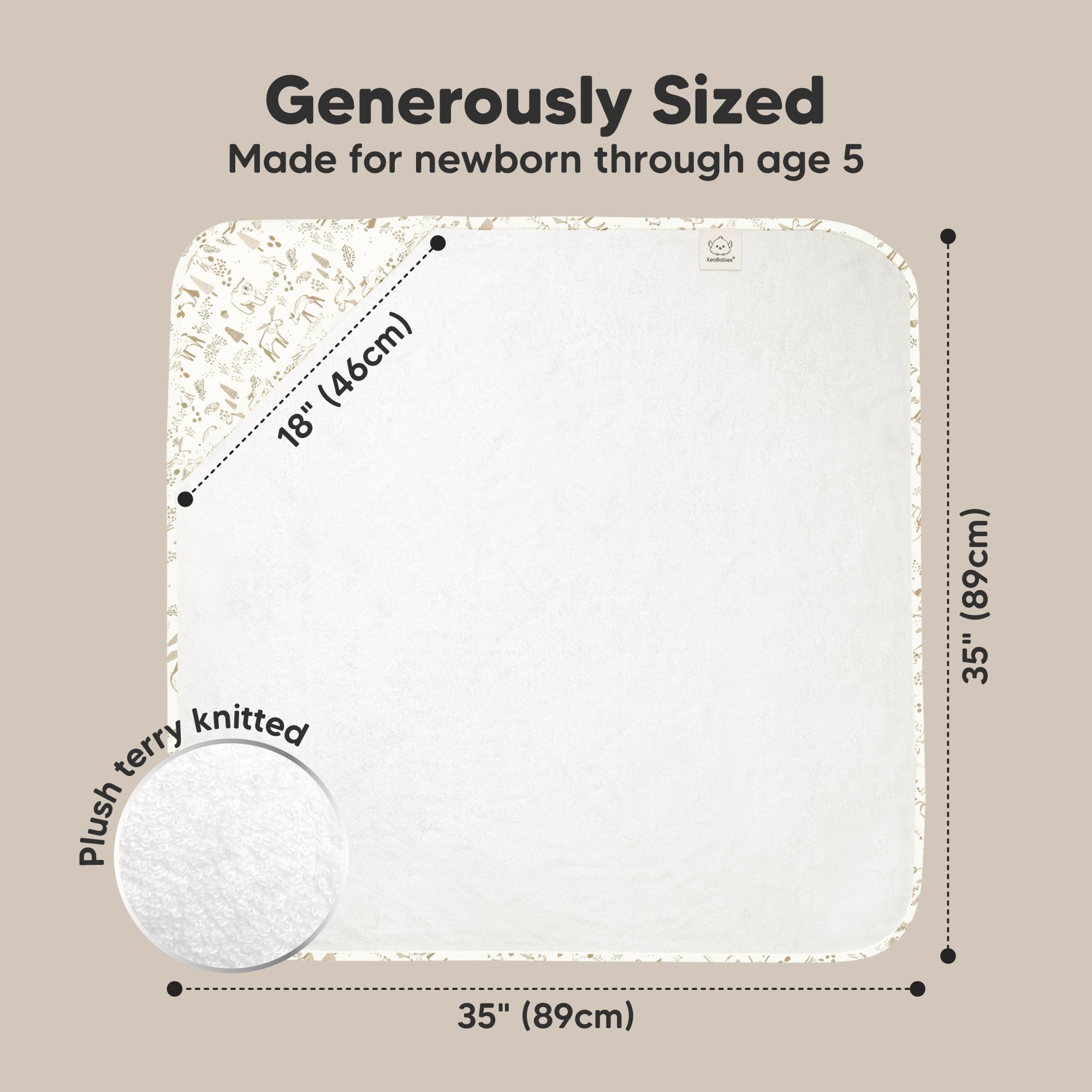 KeaBabies hooded towel Wildwood absorbency view demonstrates quick drying potential