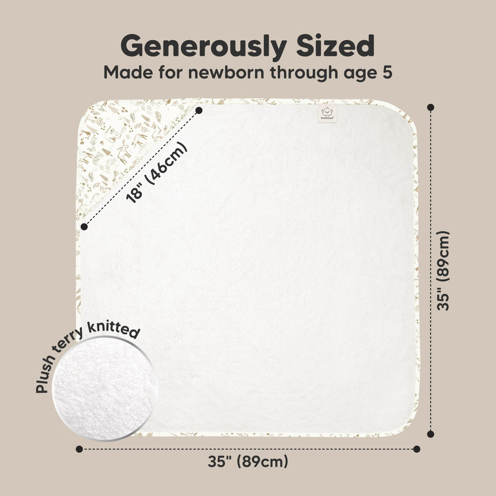 KeaBabies hooded towel Wildwood absorbency view demonstrates quick drying potential