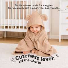 KeaBabies hooded towel with bear ears almond, cozy post-bath wrap