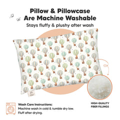 KeaBabies hot air balloon printed pillowcase features playful design for kids.