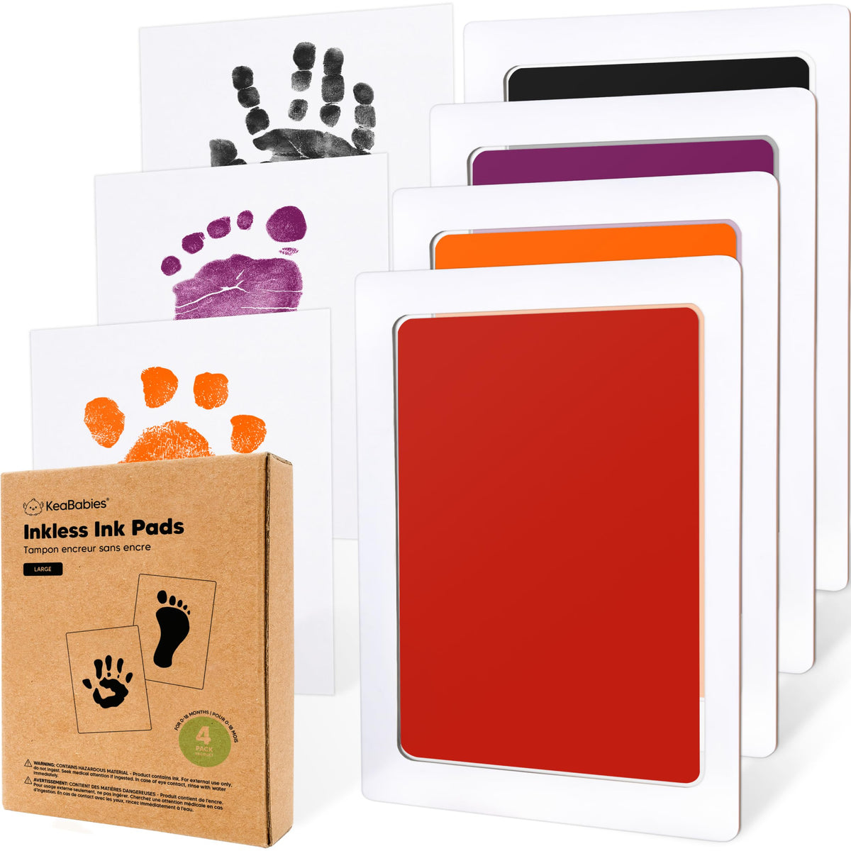 KeaBabies inkless baby handprint kit front view for a mess-free newborn keepsake