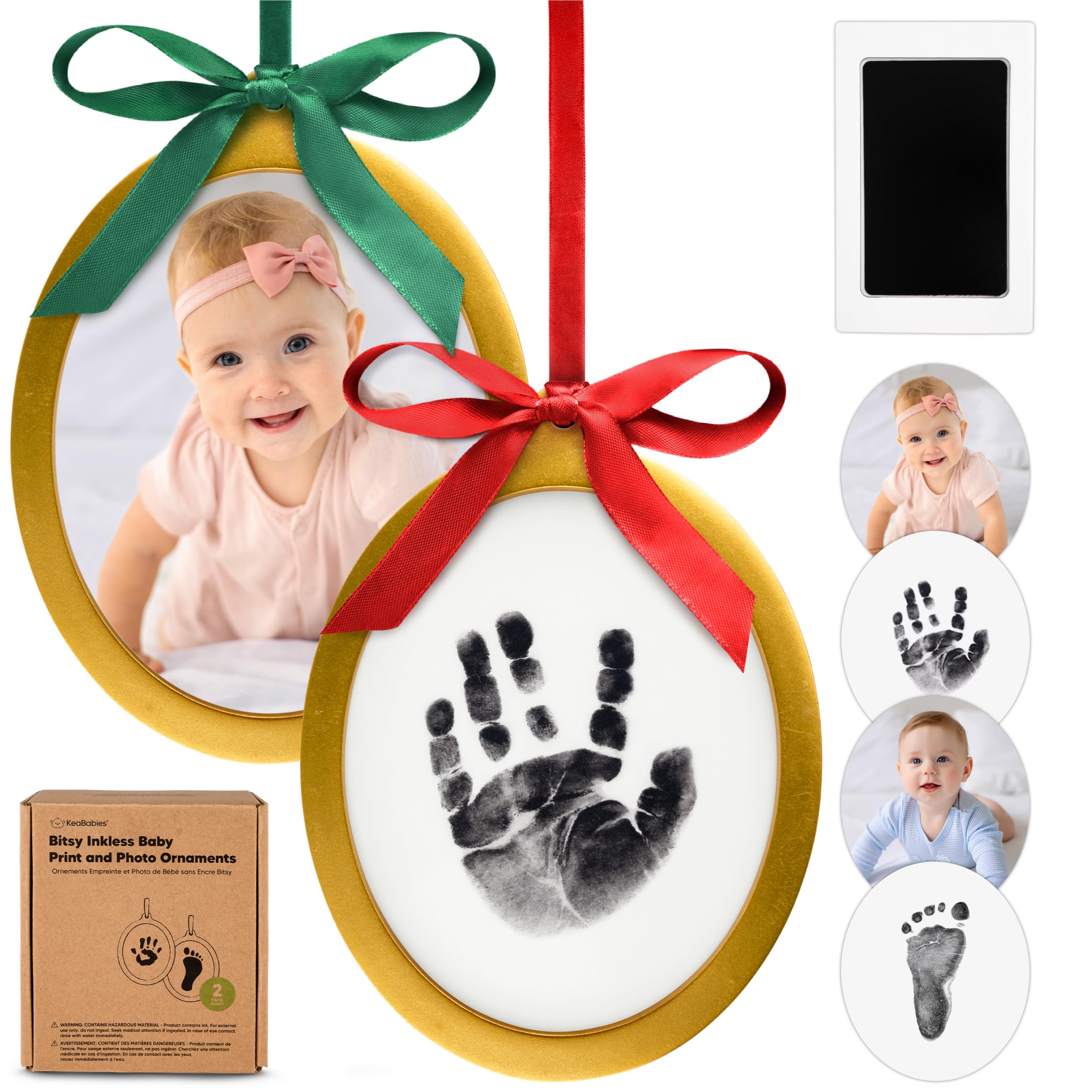 KeaBabies inkless handprint ornament keepsake for baby's first Christmas