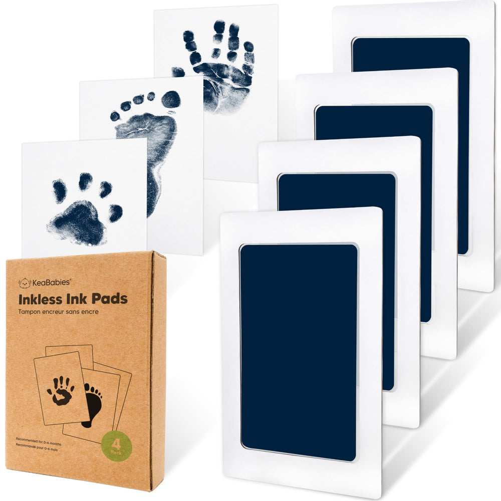 KeaBabies inkless kit navy clean touch pad captures tiny handprints mess-free keepsakes.