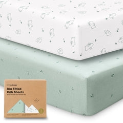 KeaBabies Isla 2-pack crib sheets with bunny pattern for soft nursery bedding.