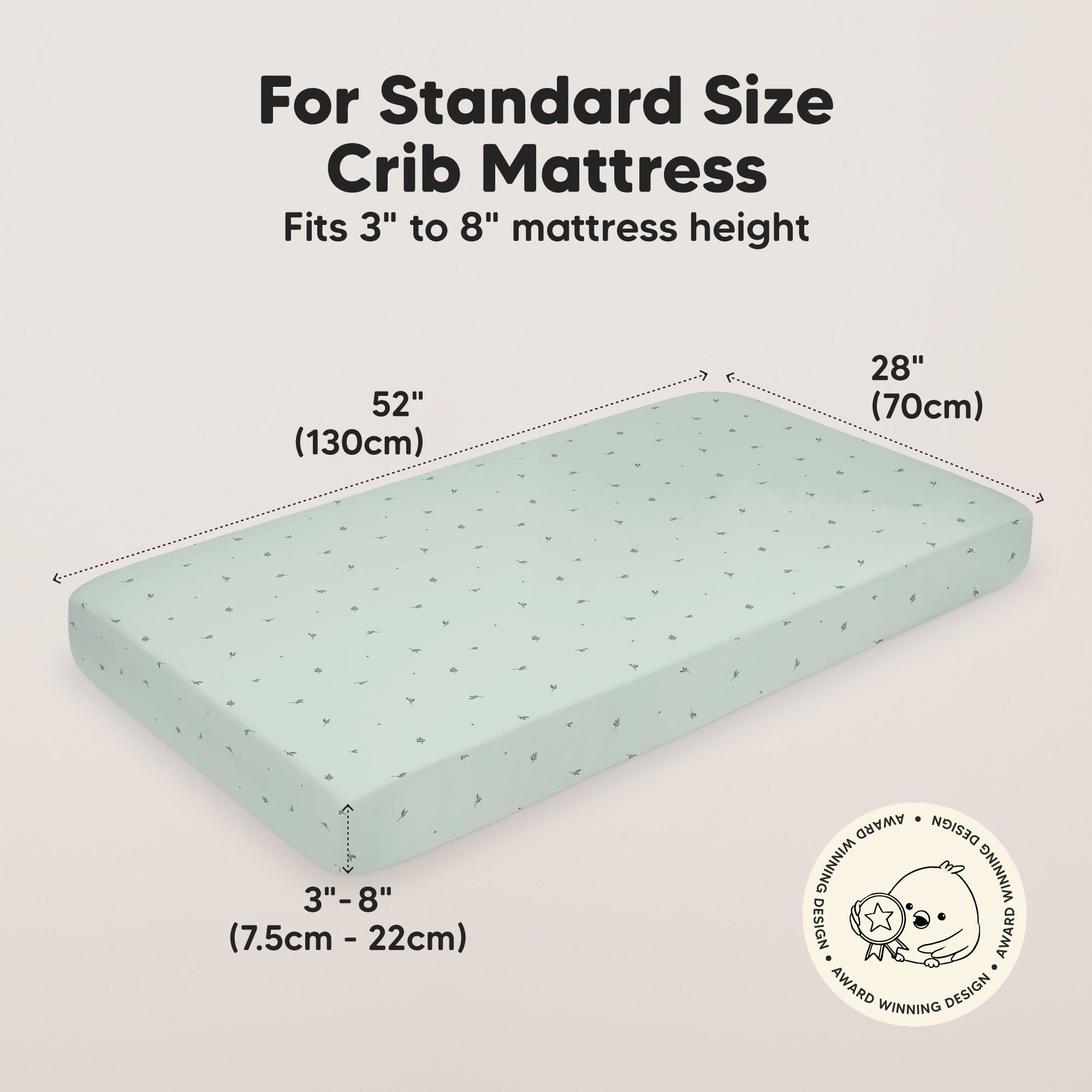 KeaBabies Isla 52x28 crib sheet fits 3-8 inch mattresses securely.