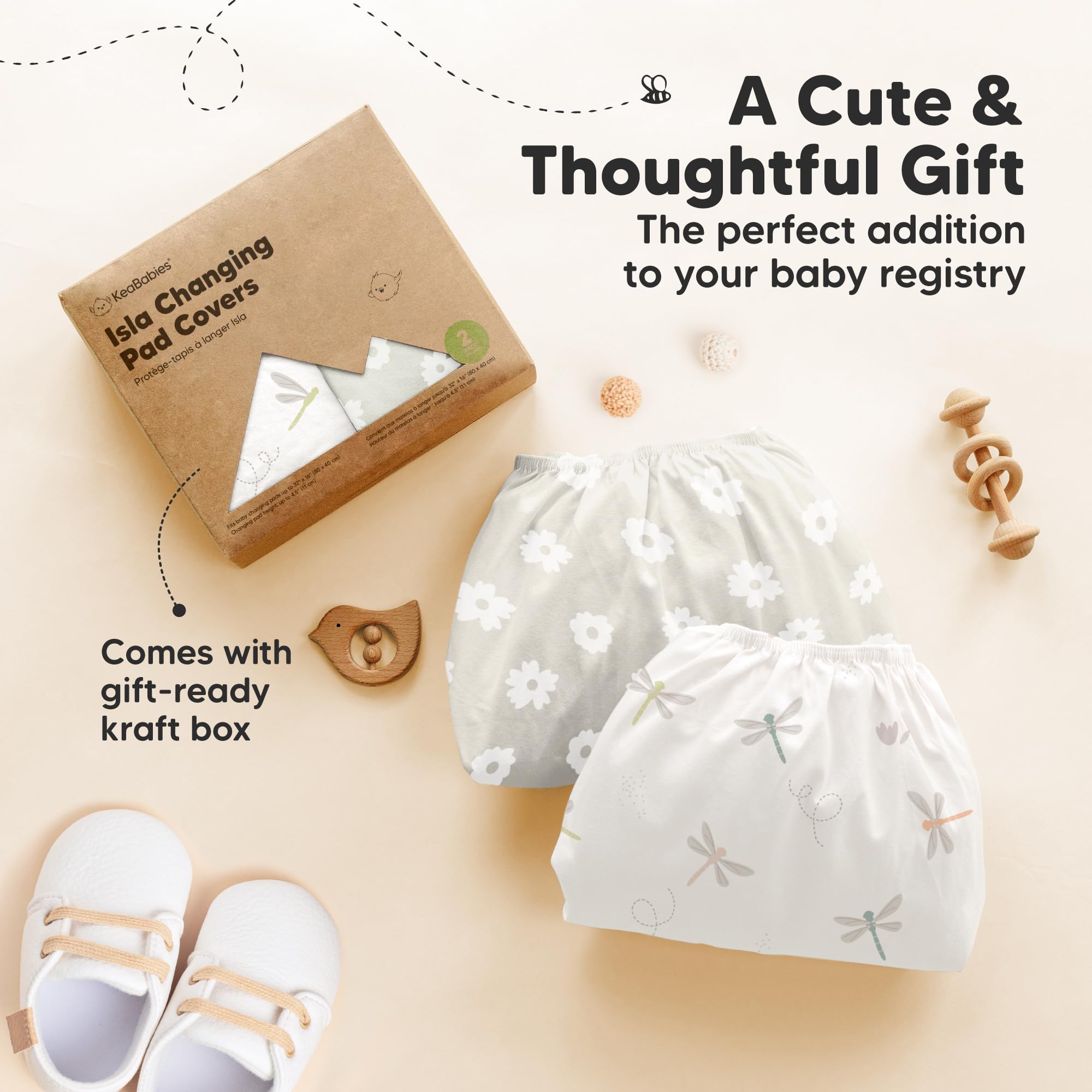 KeaBabies Isla changing pad cover for nursery use and quick diaper changes.