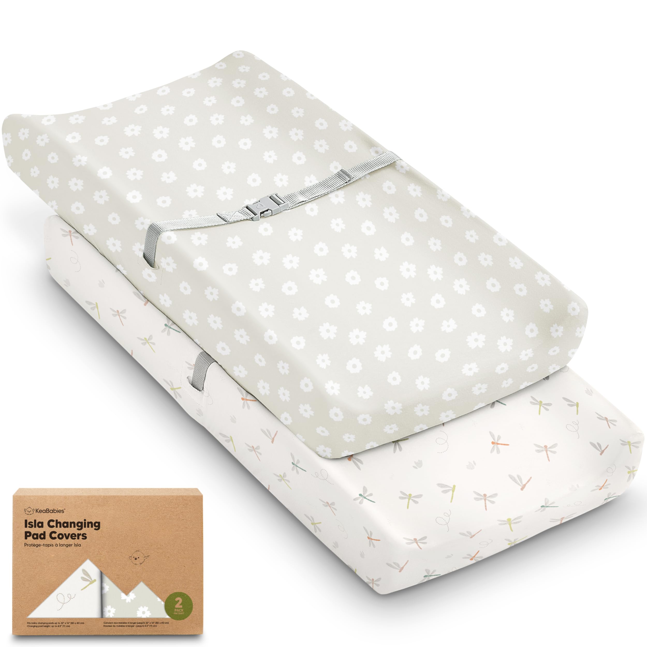 KeaBabies Isla meadow changing pad cover offers buttery-soft bamboo fabric for baby skin comfort.