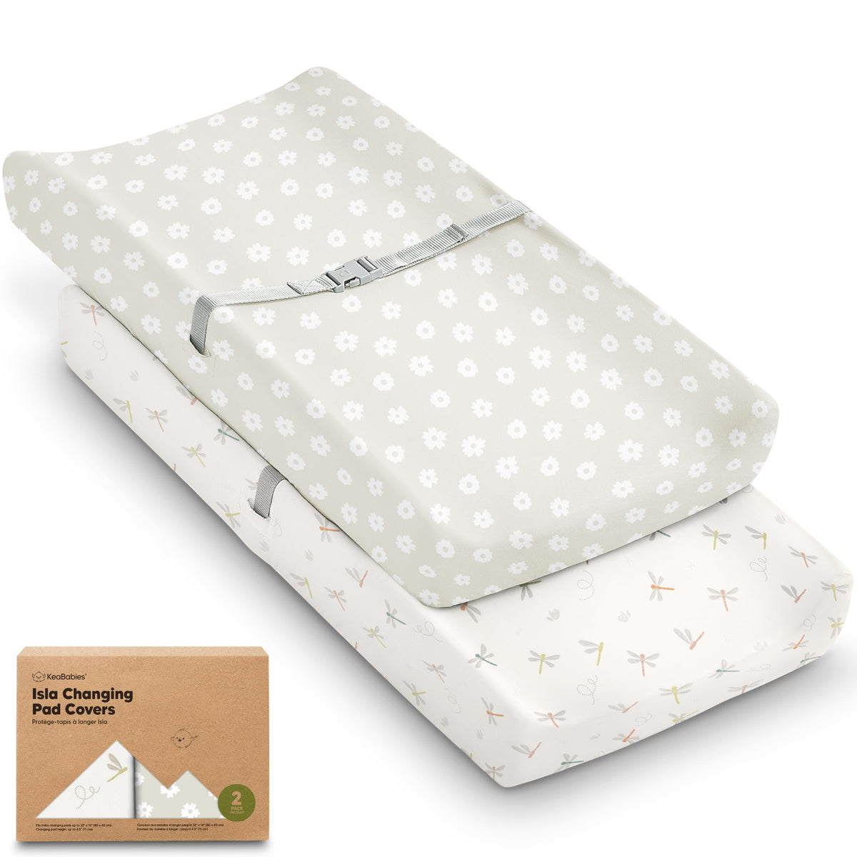 KeaBabies Isla meadow changing pad cover offers buttery-soft bamboo fabric for baby skin comfort.