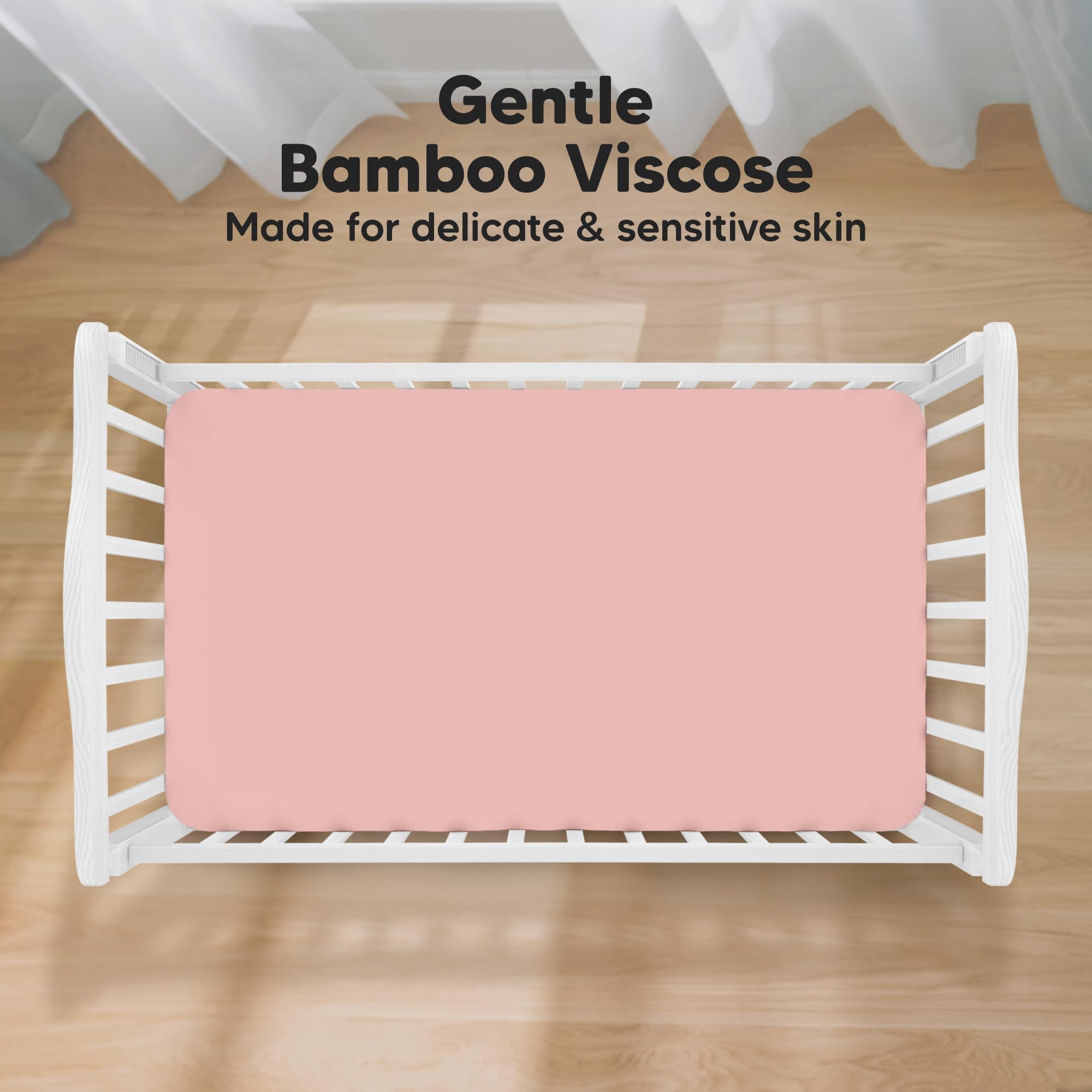 KeaBabies Isla Rose sheet on mattress highlighting soft breathable bamboo fabric for naps