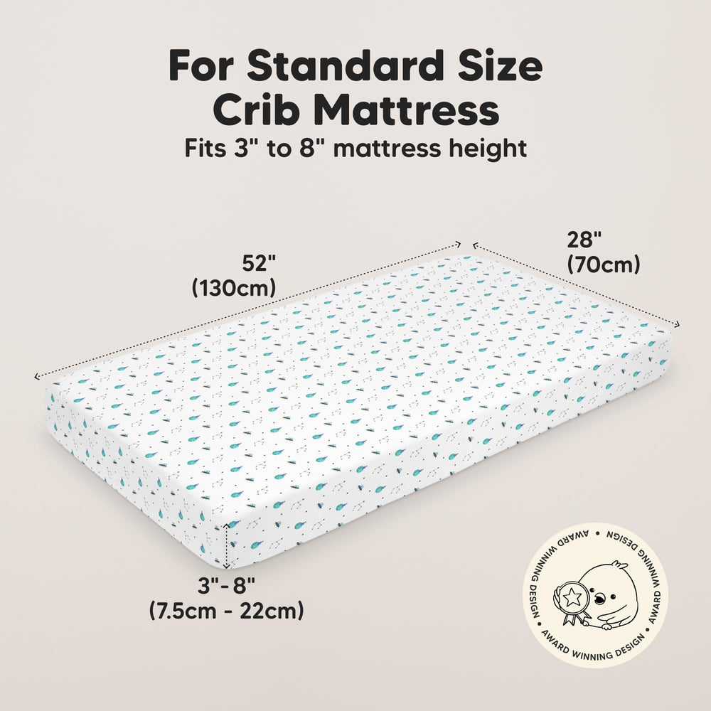 KeaBabies Isla fitted crib sheet with snugfit elastic.