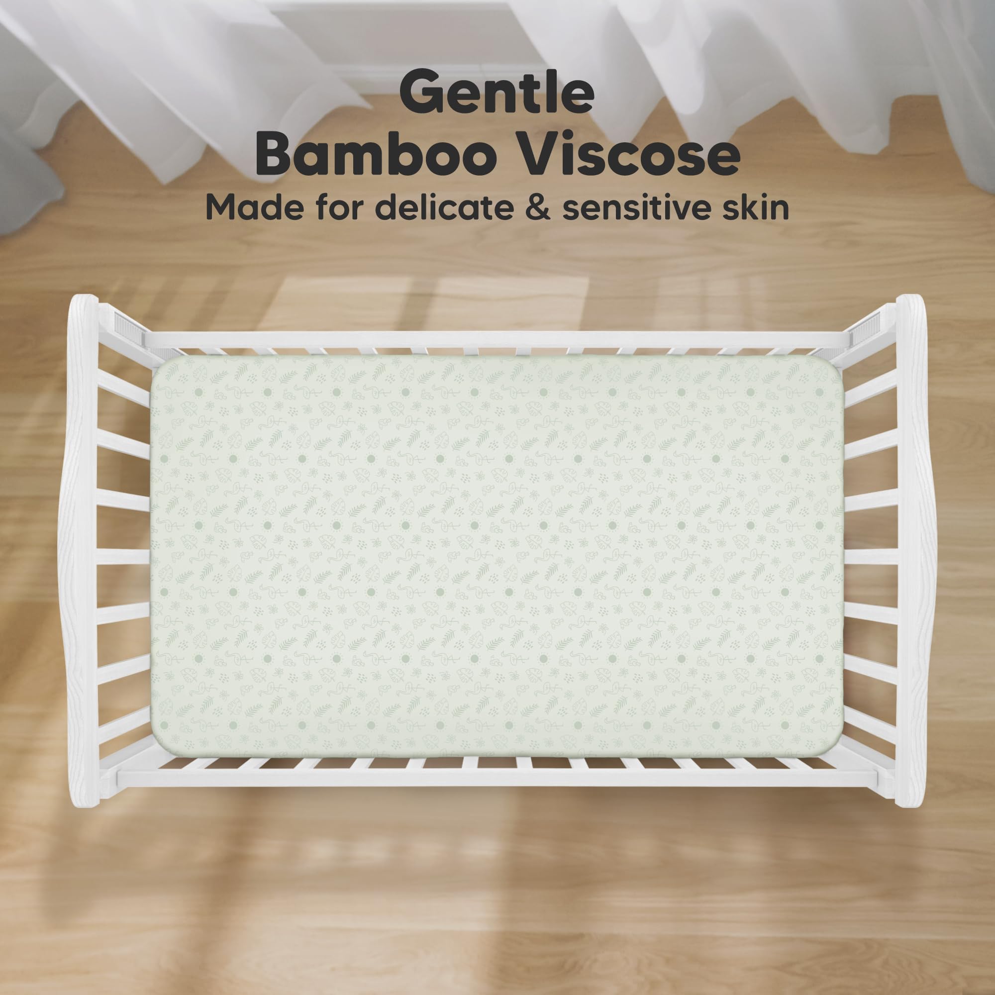 KeaBabies Isla crib sheet soft-bamboo fabric boosts breathability for sleep time.