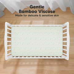 KeaBabies Isla crib sheet soft-bamboo fabric boosts breathability for sleep time.