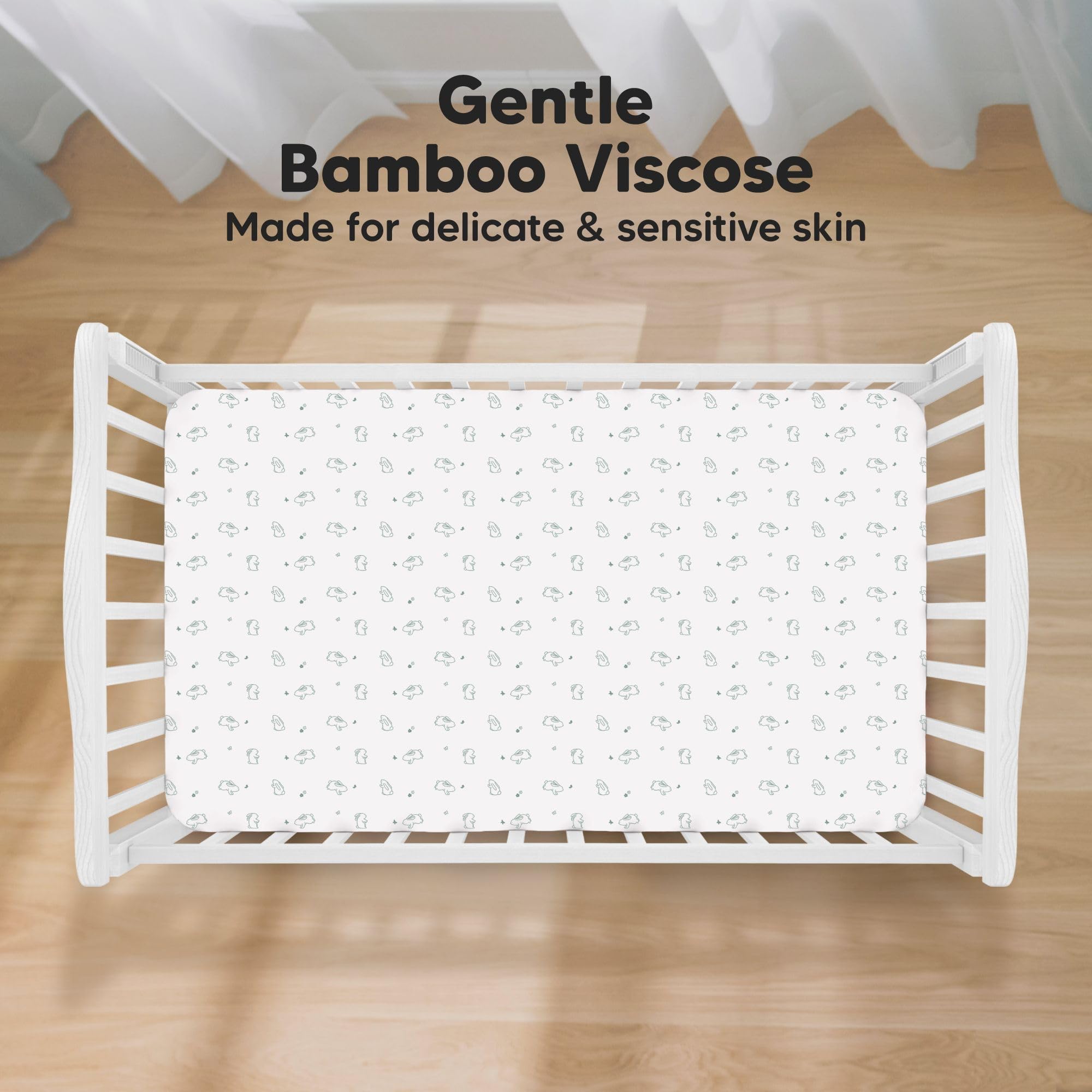 KeaBabies Isla fitted sheet SnugFit tech eases fitting on standard 52x28 mattresses.