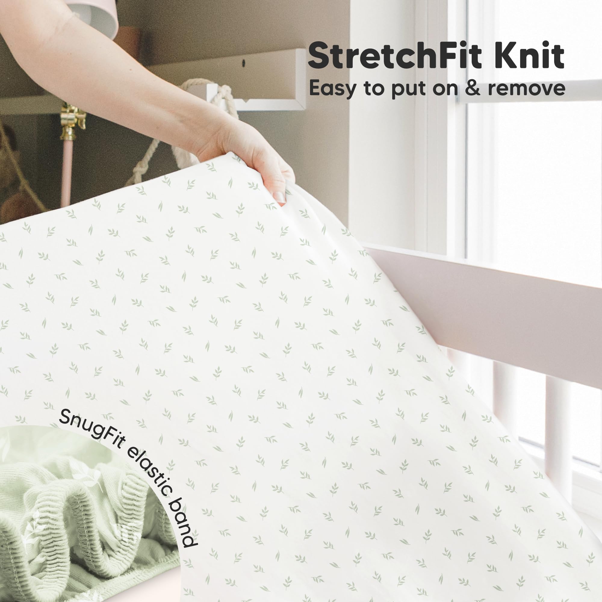 KeaBabies Isla machine-washable crib sheet after a spill