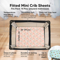 KeaBabies Isla mini crib sheet close-up with buttery-soft bamboo fabric