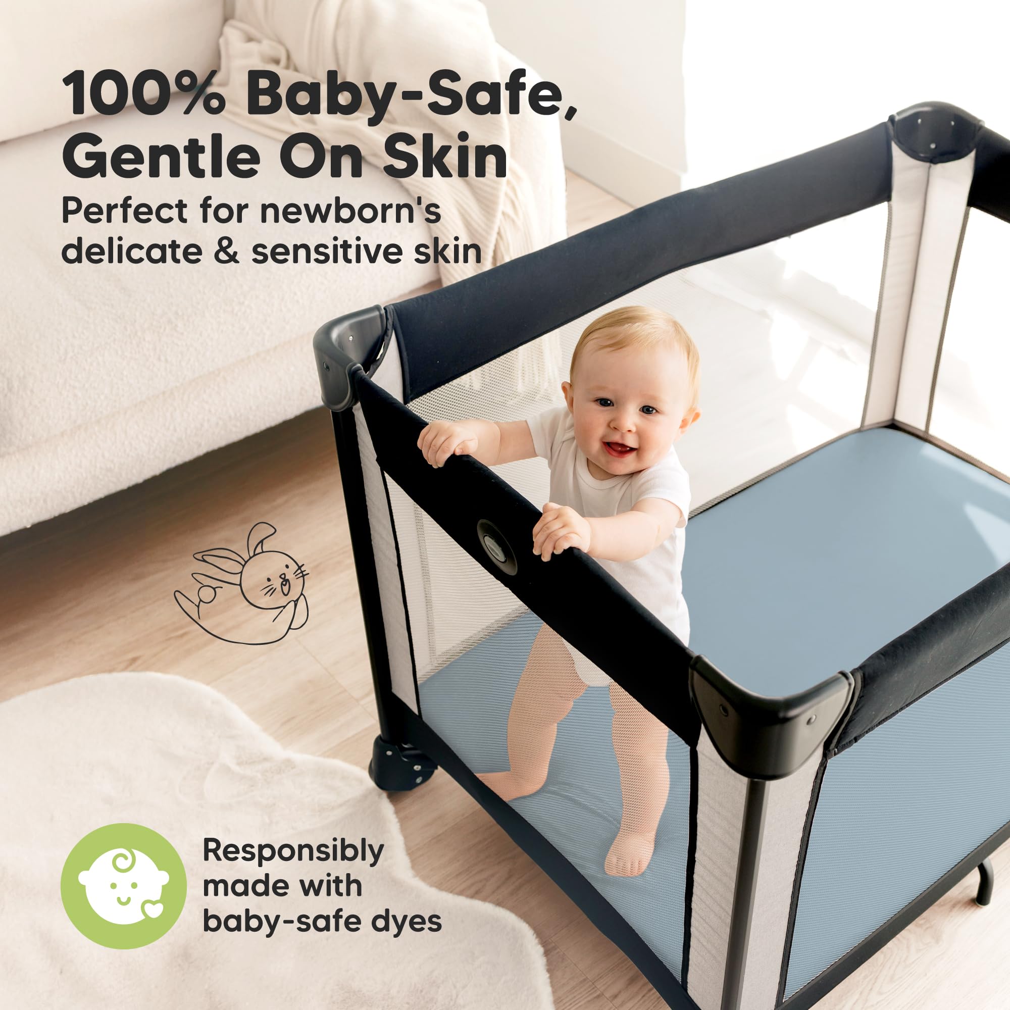 KeaBabies Isla mini-crib sheet-snugfit edge ensures secure attachment to mattress