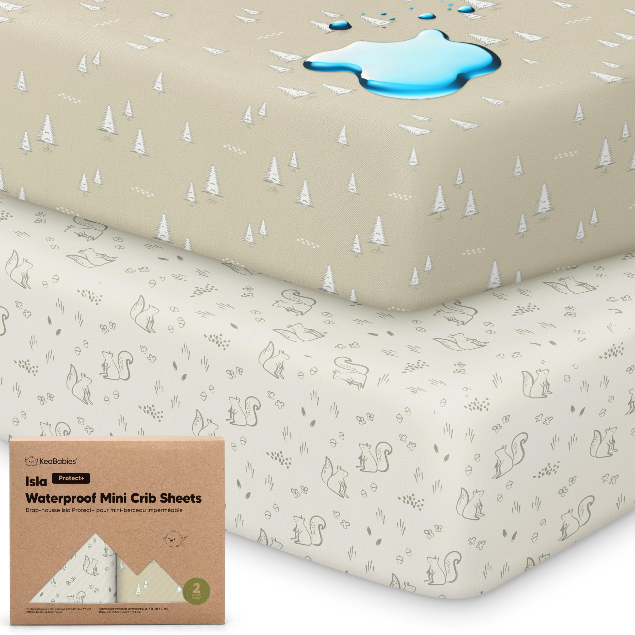 KeaBabies Isla Protect+ mini crib sheet in soft bamboo for baby comfort