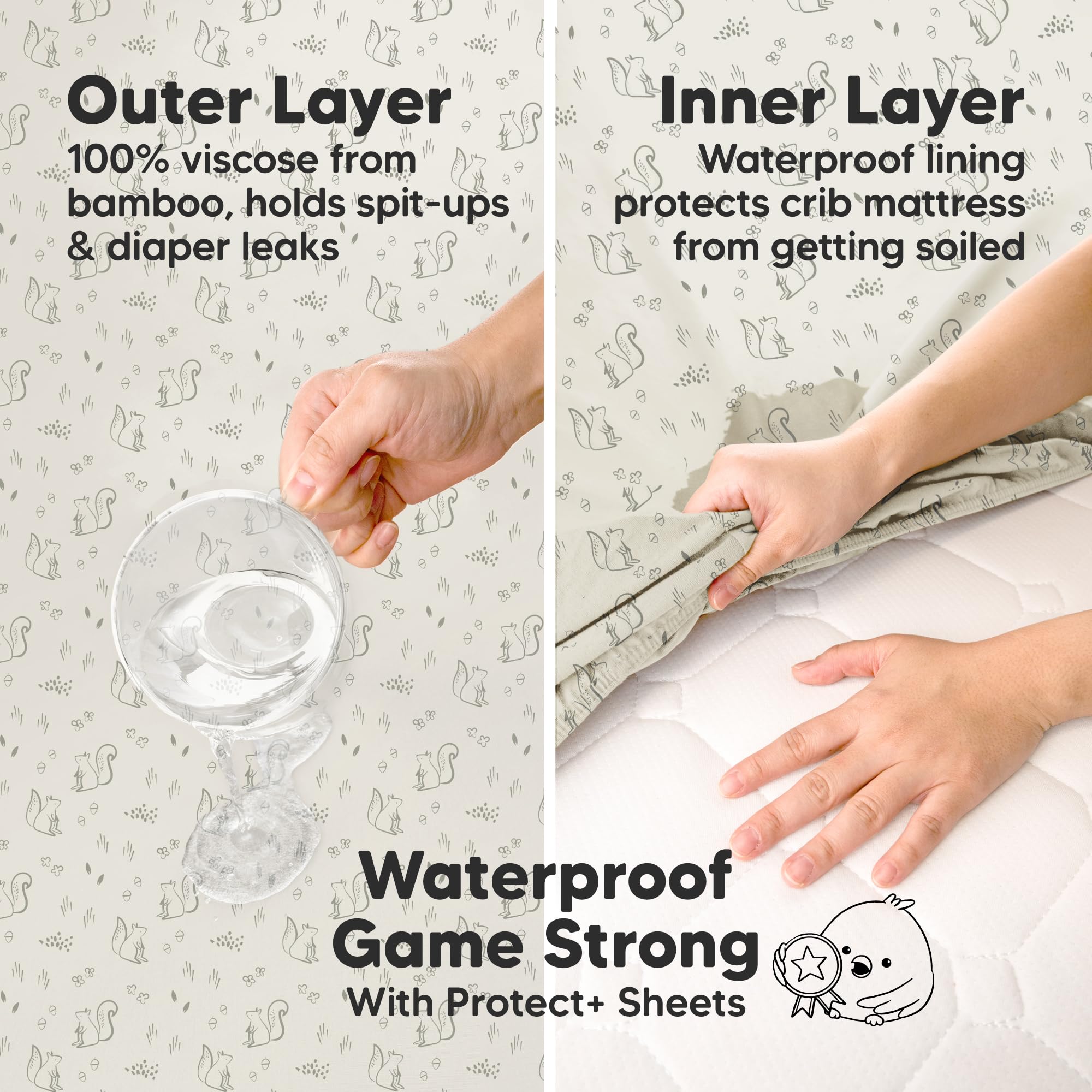 KeaBabies Isla Protect+ waterproof layer protects Pack N Play mattress from leaks