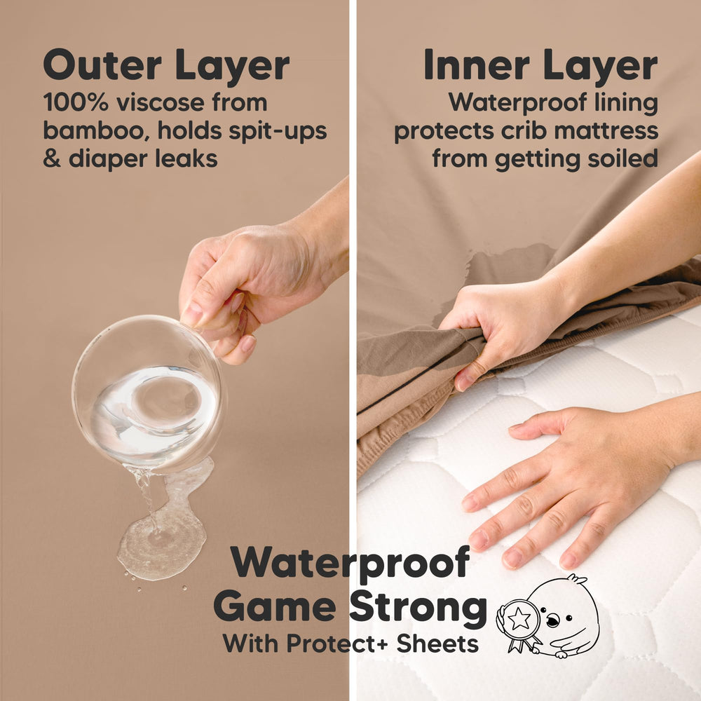 KeaBabies Isla Protect waterproof mini sheet latte guards against leaks