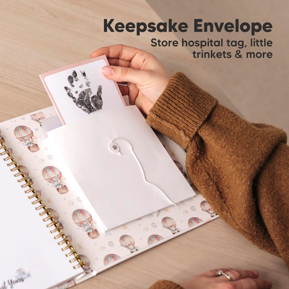 KeaBabies keepsake envelope close-up showing secure string closure
