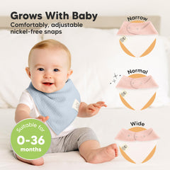 KeaBabies large-bandana bib closeup shows flat stay-on design for mess-free teething days.