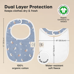 KeaBabies large-covering bib flat on chest reduces mess during feeding and teething