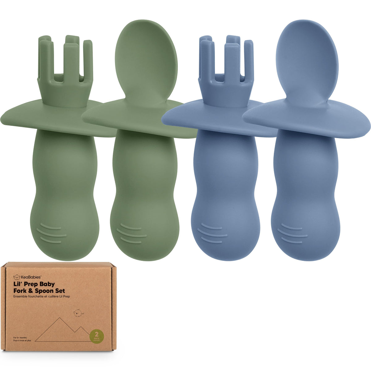 KeaBabies Lil' Prep silicone spoon in slate for gentle self-feeding sessions