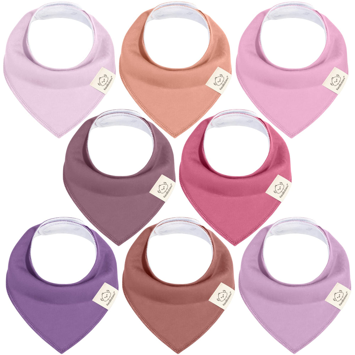 KeaBabies 8-pack lilac bandana bibs offer soft organic cotton for daily drool.
