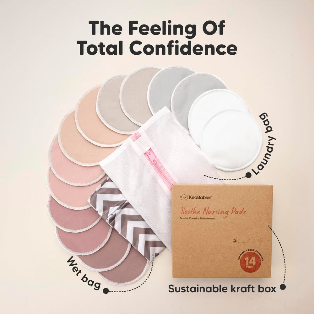 KeaBabies Lovelle nursing pads on the go, compact and travel-ready.