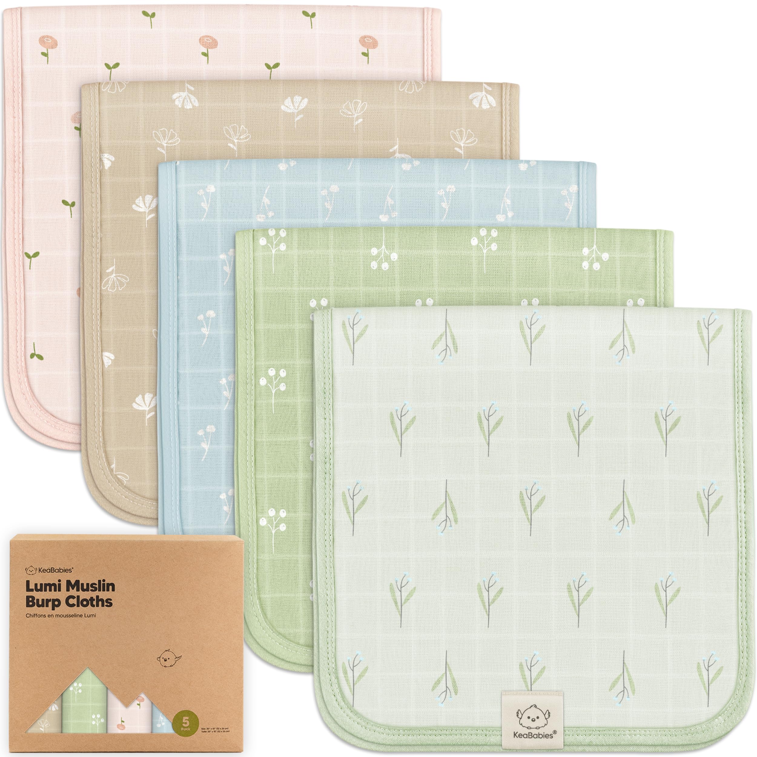 KeaBabies Lumi burp cloth absorbent close-up for mess-free spit-ups and quick cleanups.